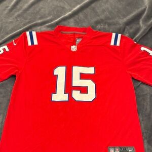 Nike Red and White Patriots Men's Jersey # 15 N’keal Harry